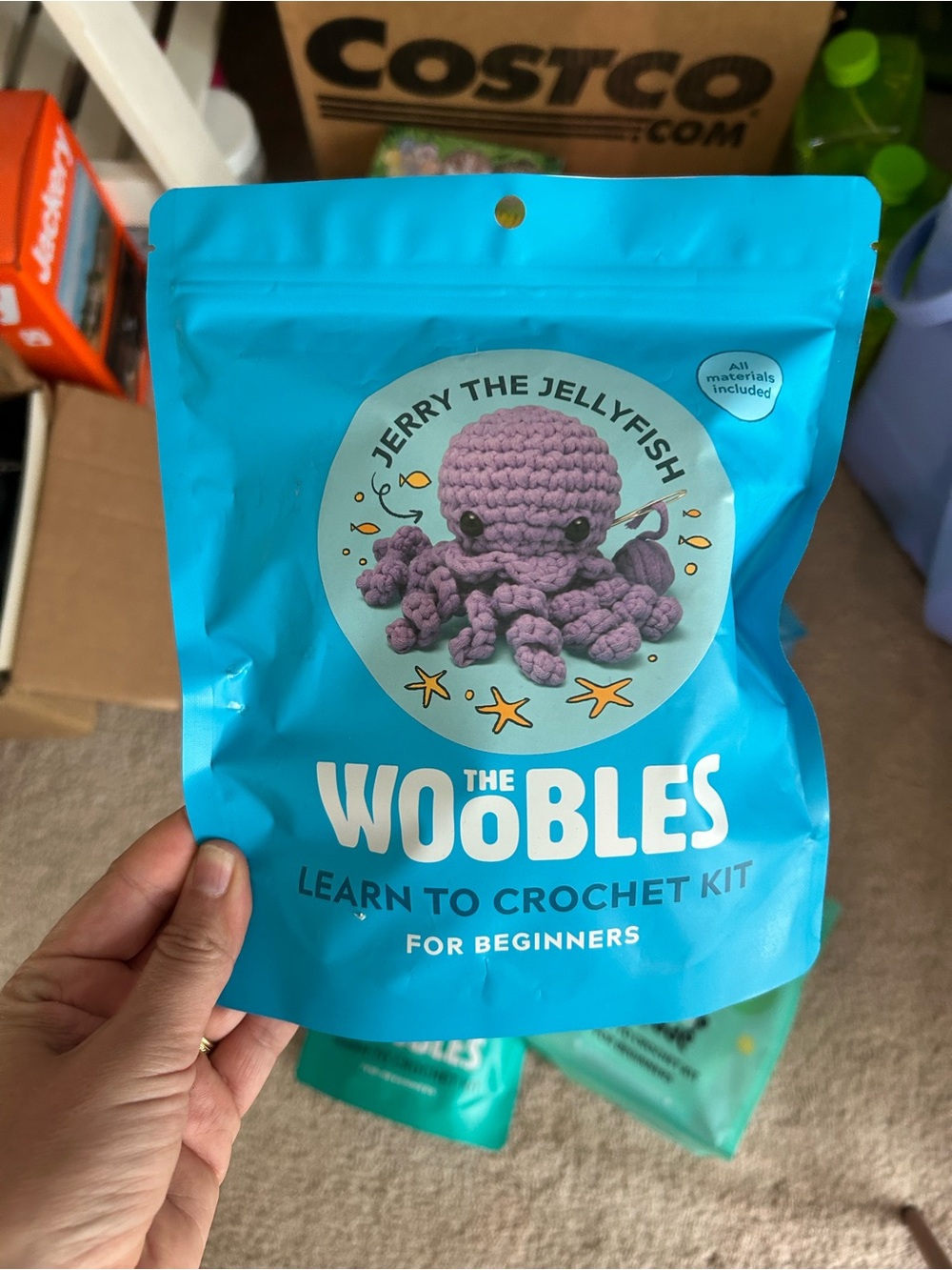 The Woobles Jerry the Jellyfish Crochet Kit – Purple NO HOOK